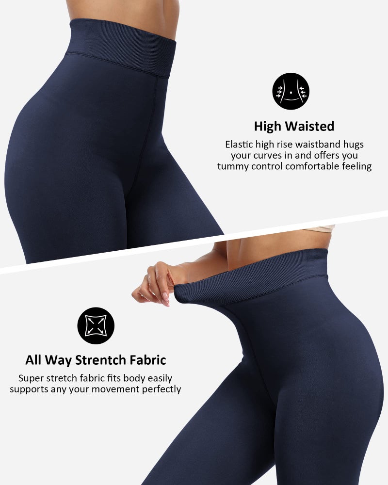 NORMOV Winter Warm Fleece Lined Leggings Women,Thick Thermal Velvet Tights (Navy-XS/S) - Image 3